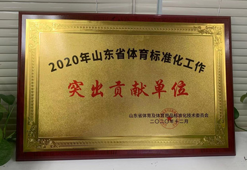 710公海线路检测体育获得山东省体育及体育用品标准化技术委员会“突出贡献单位”证书